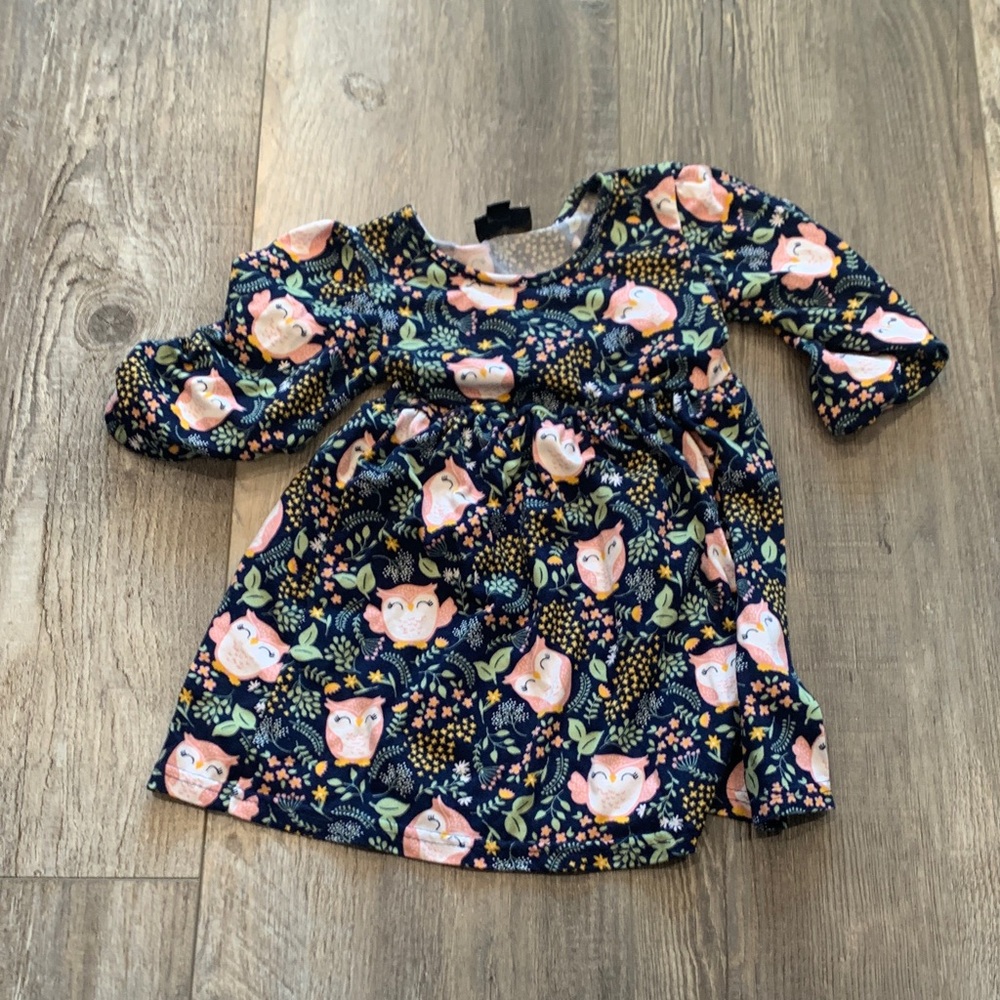 Picapino Floral Owl Print Baby‎ Dress